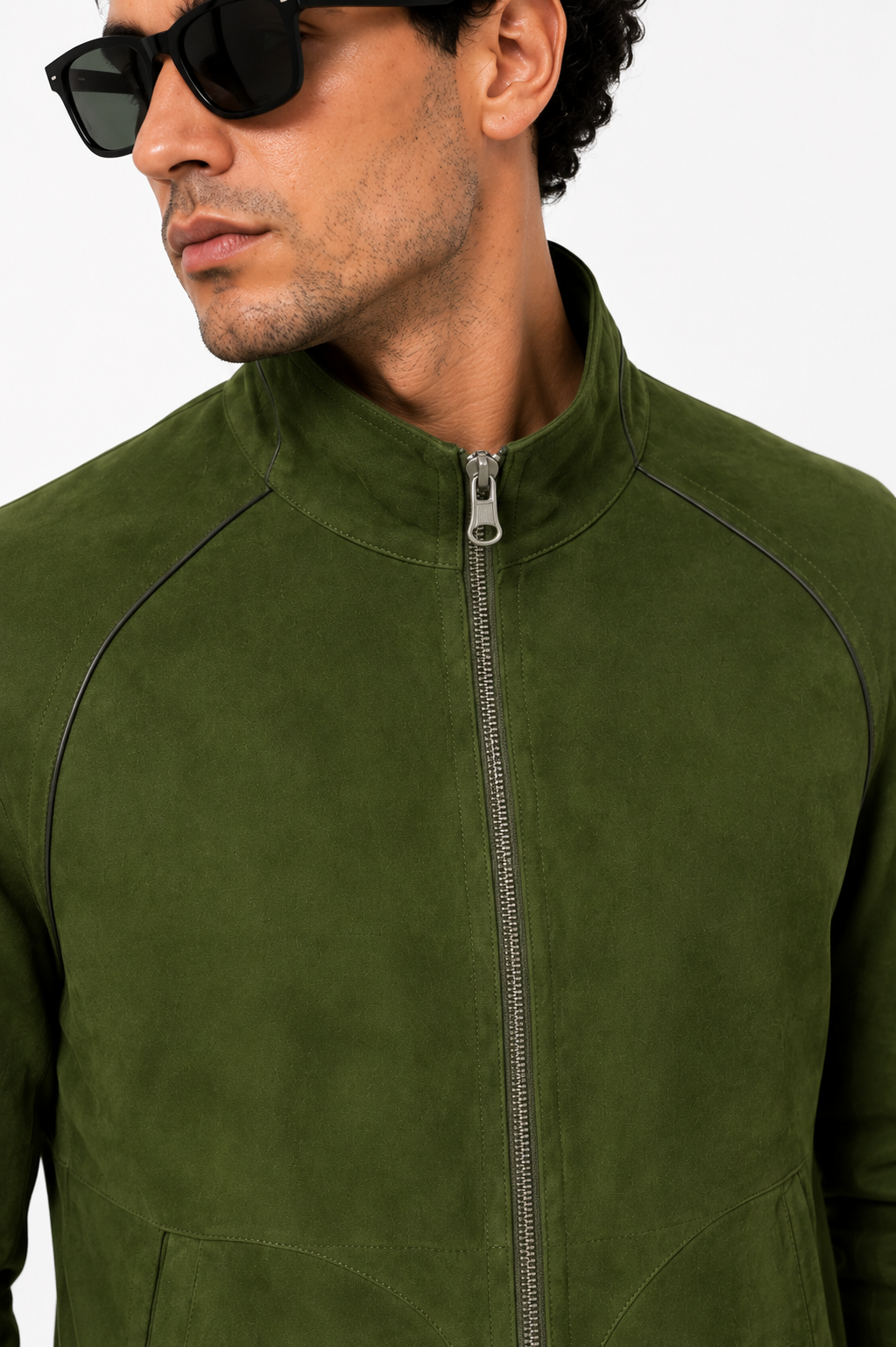 Reversible Black & Khaki Suede and Leather Jacket for Men