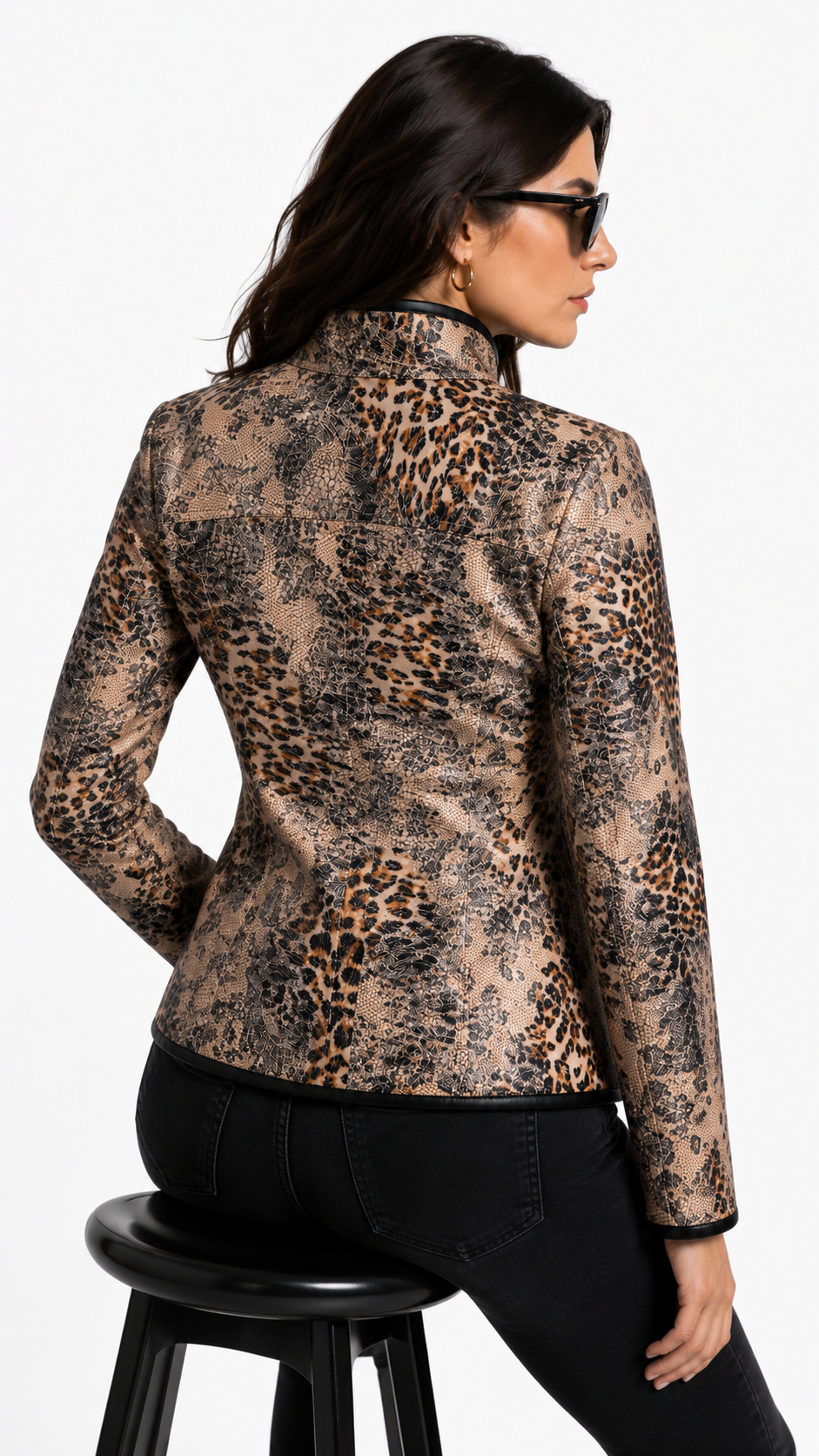 Reversible White and Colorful Leather Jacket for Women
