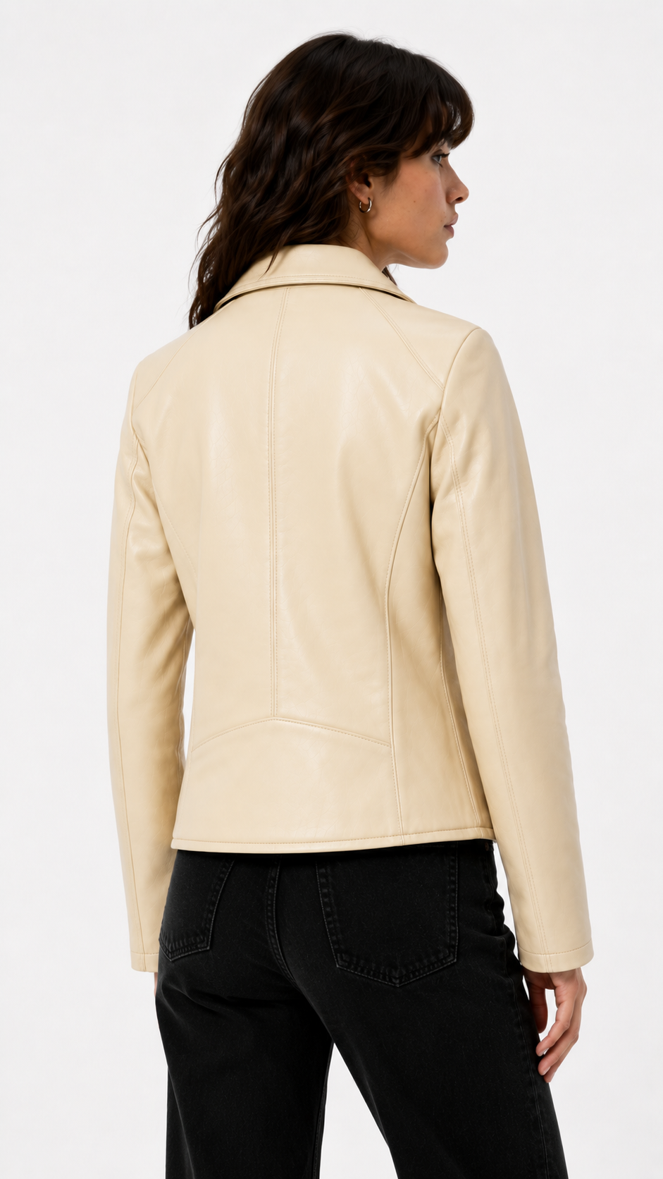 Beige Lamb Leather Jacket for Women
