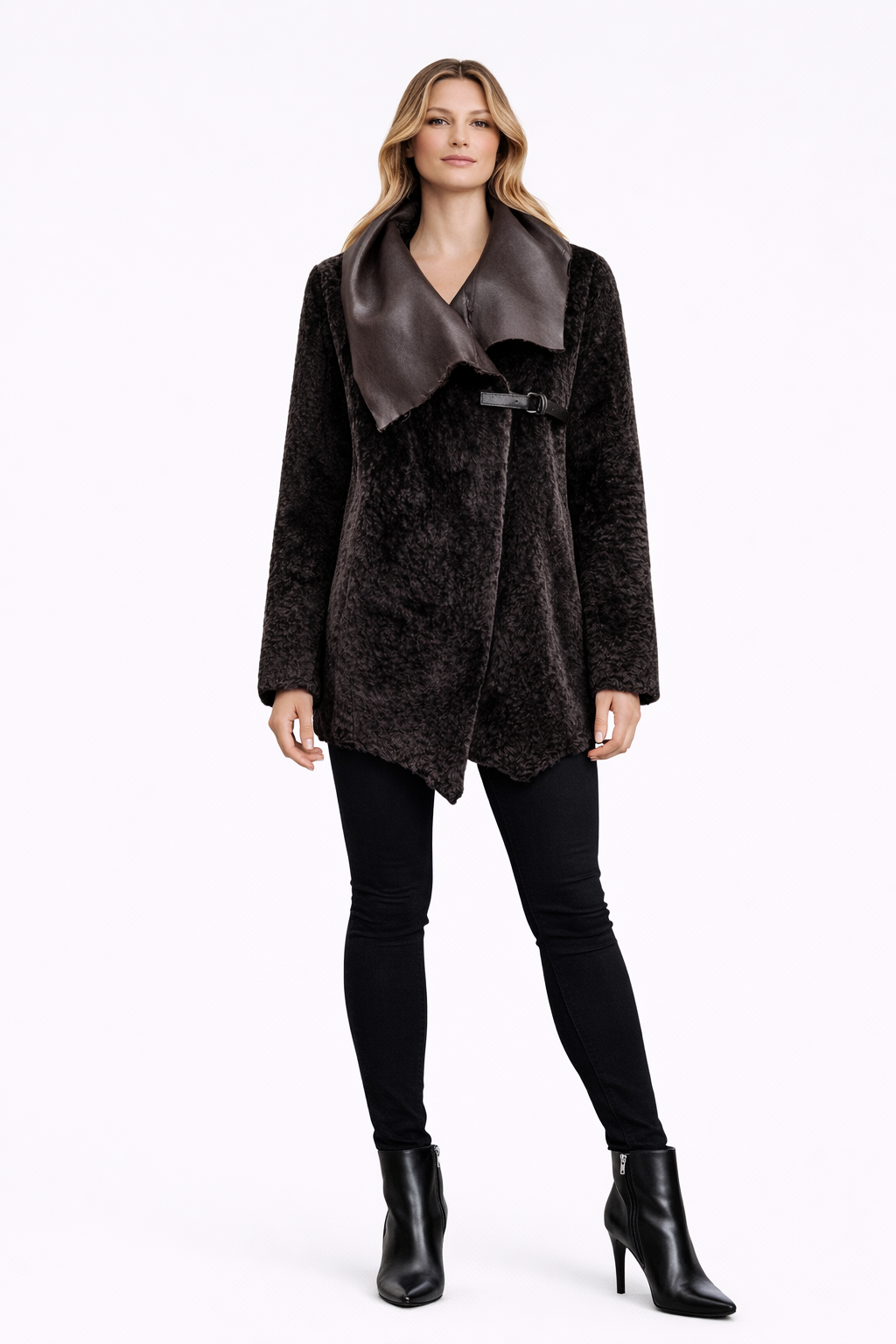 WOMEN'S MESSY CUT BROWN LEATHER AND SUEDE LEATHER JACKET