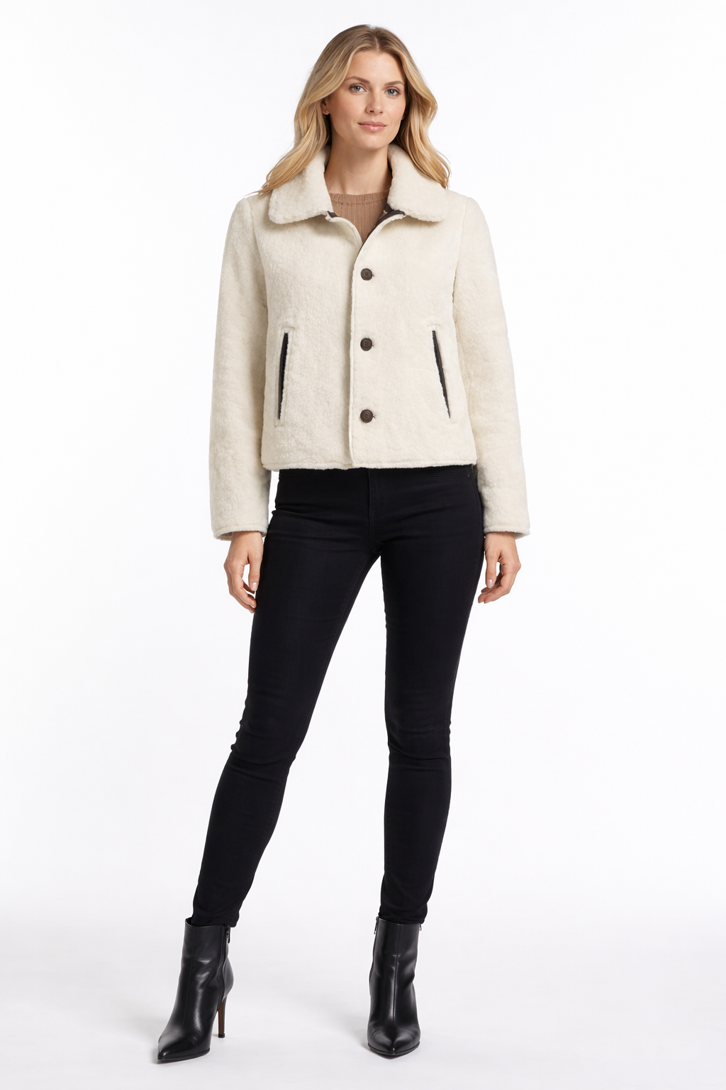 WHITE FUR JACKET FOR WOMEN