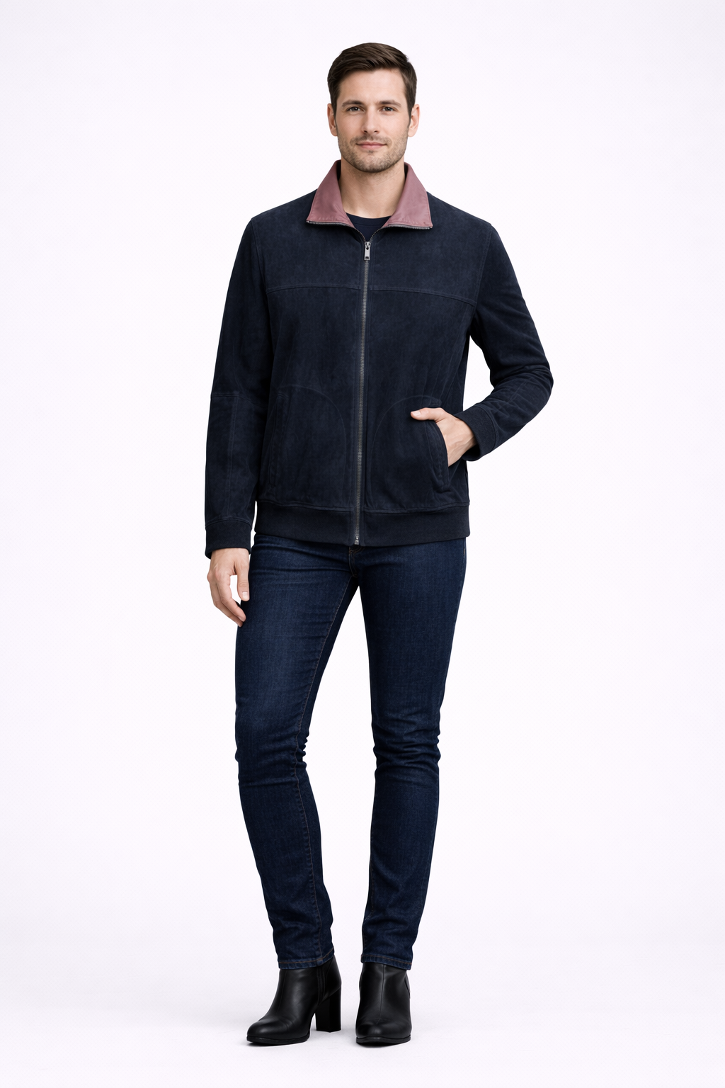 Reversble Lamb Suede and Leather Jacket for Men