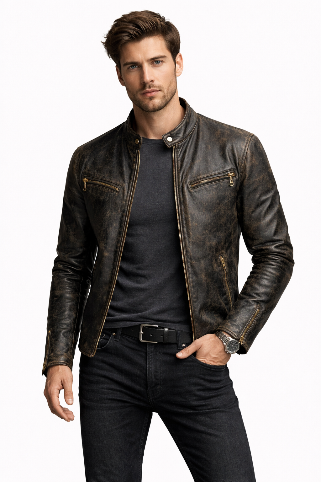 Vintage Antique Leather Jacket for Men