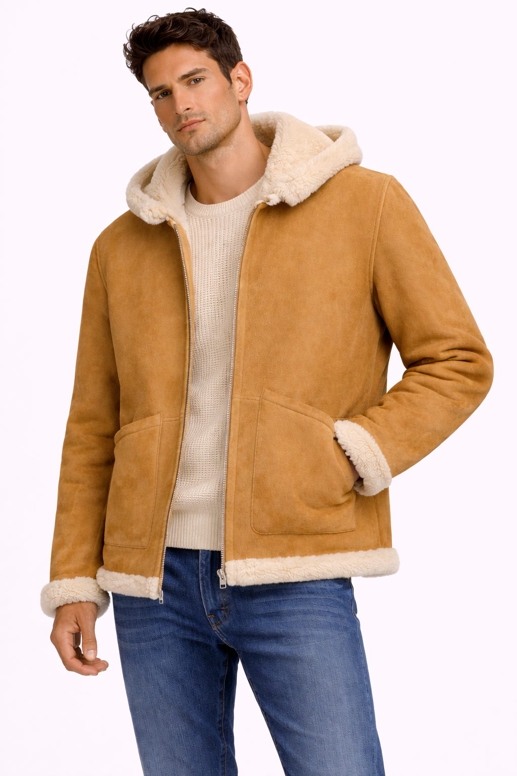 Lamb Leather and Fur Jacket for Men