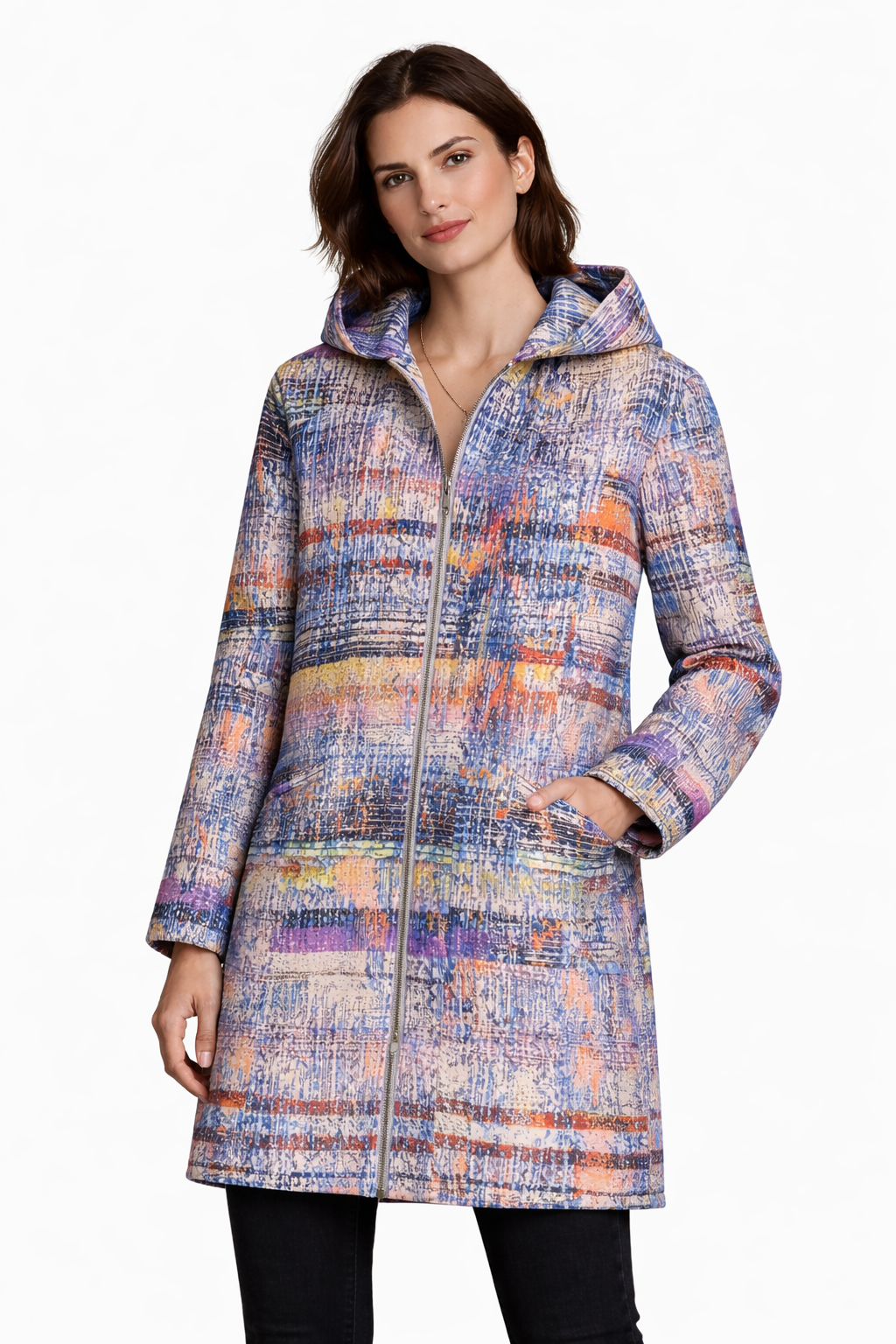 Lamb Leather Digital Printed Colorful Leather Jacket for Women