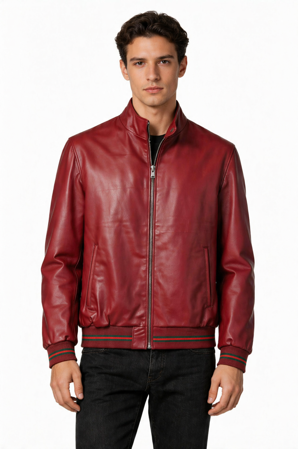 Lamb Leather Red Leather Jacker for Men