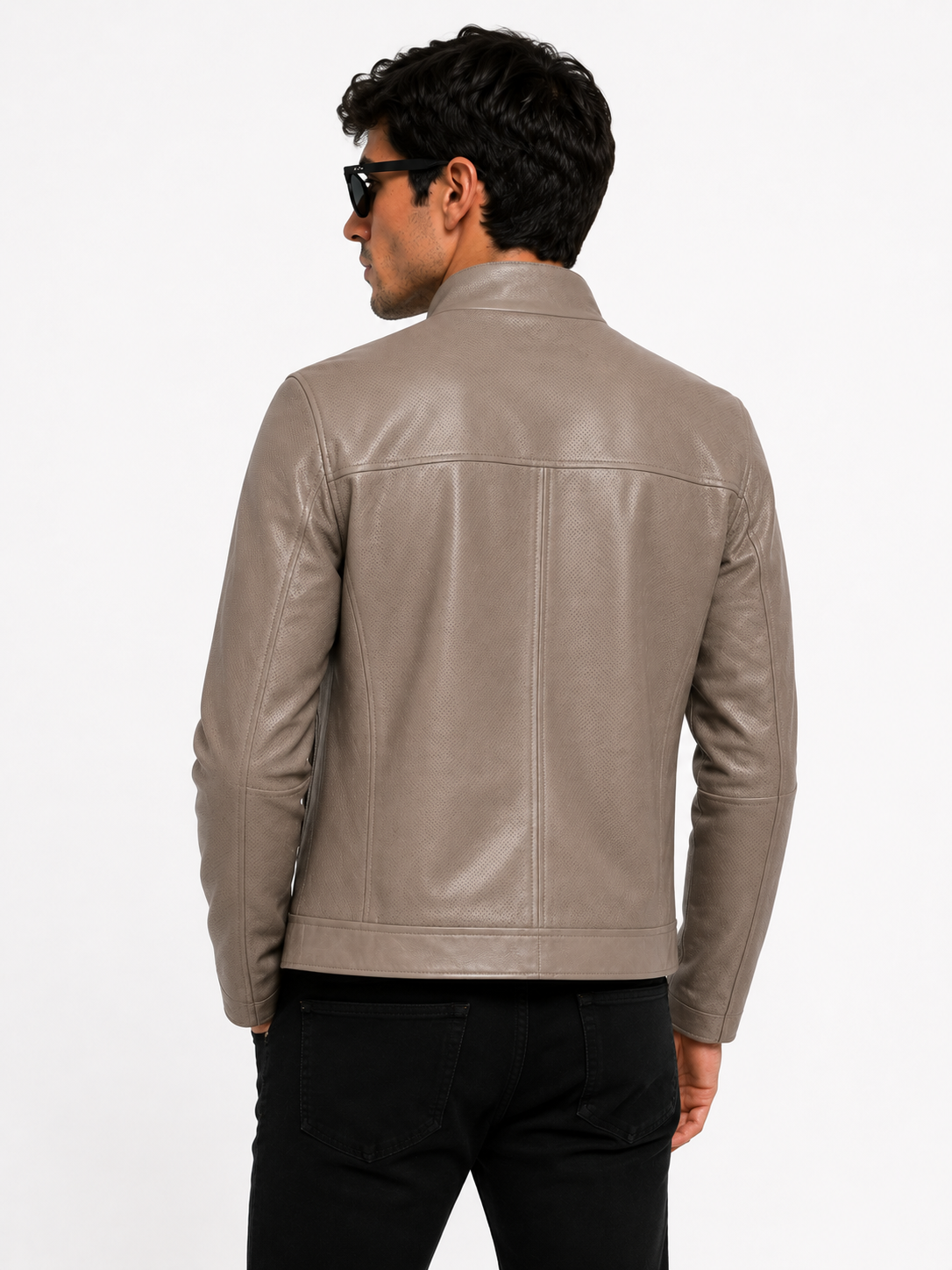 Reversible Dark Brown and Beige Suede Leather Jacker for Men