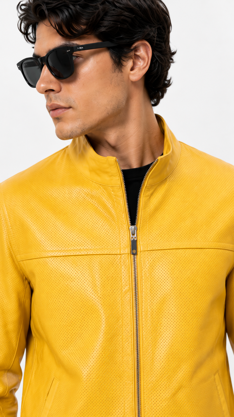 Reversible Yellow and Brown Leather Jacket for Men