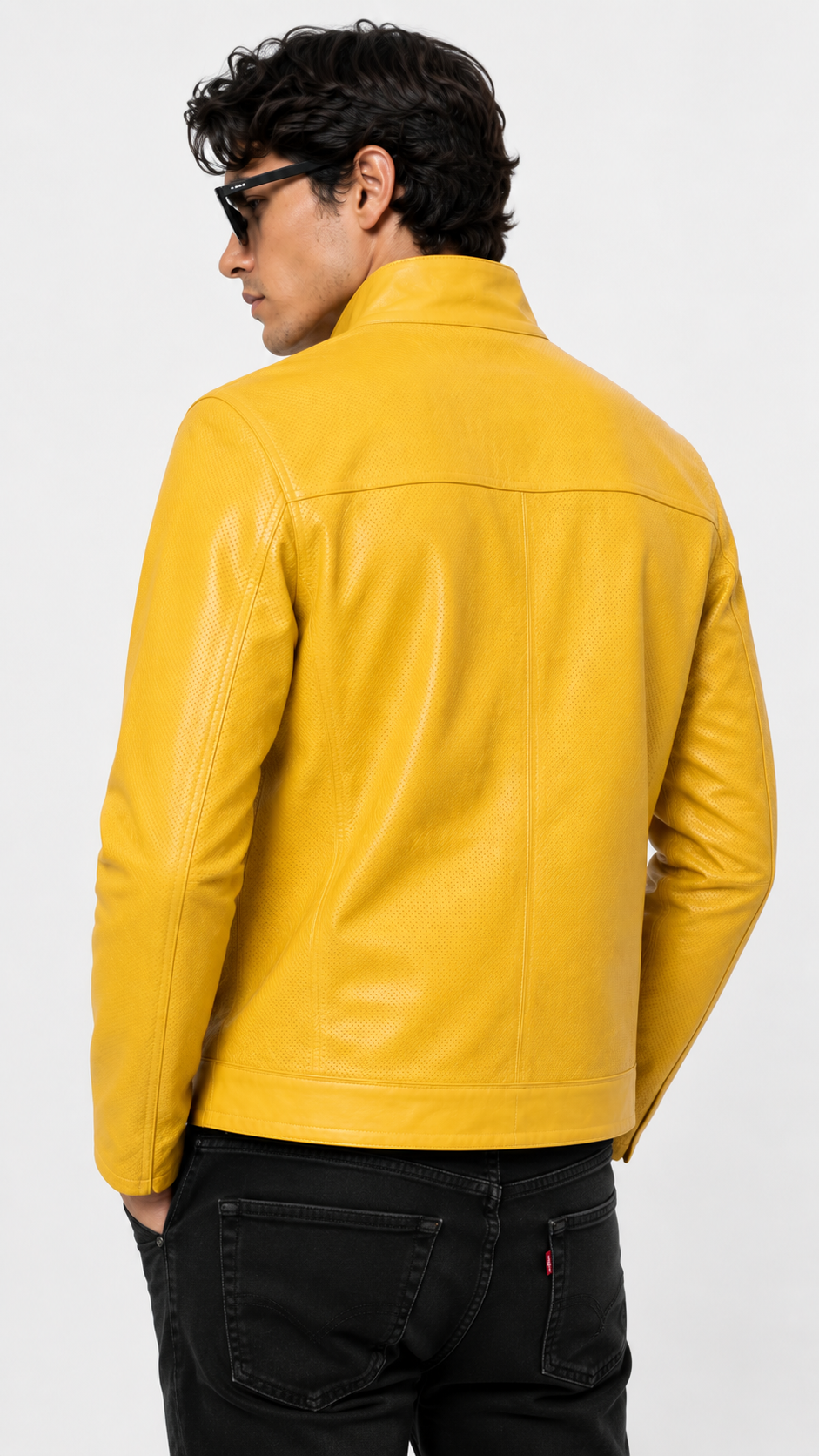 Reversible Yellow and Brown Leather Jacket for Men