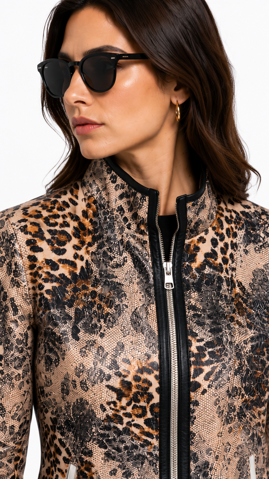 Reversible White and Colorful Leather Jacket for Women