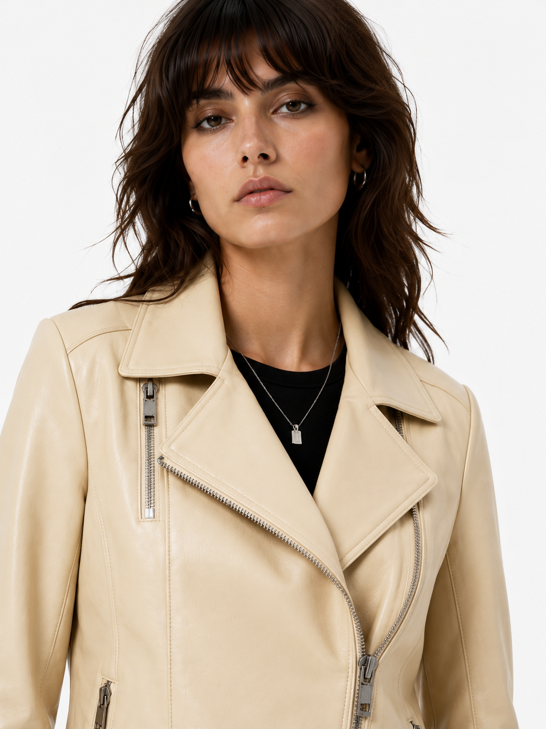 Beige Lamb Leather Jacket for Women