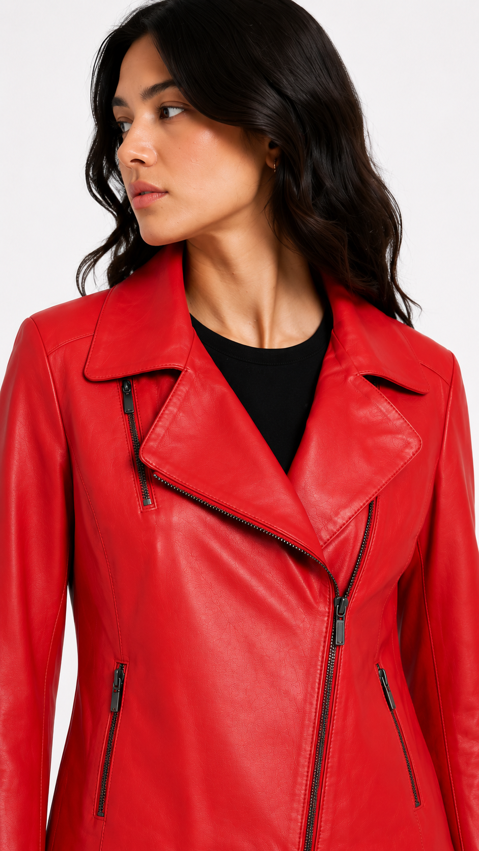 Lamb Leather Red Jacket for Women