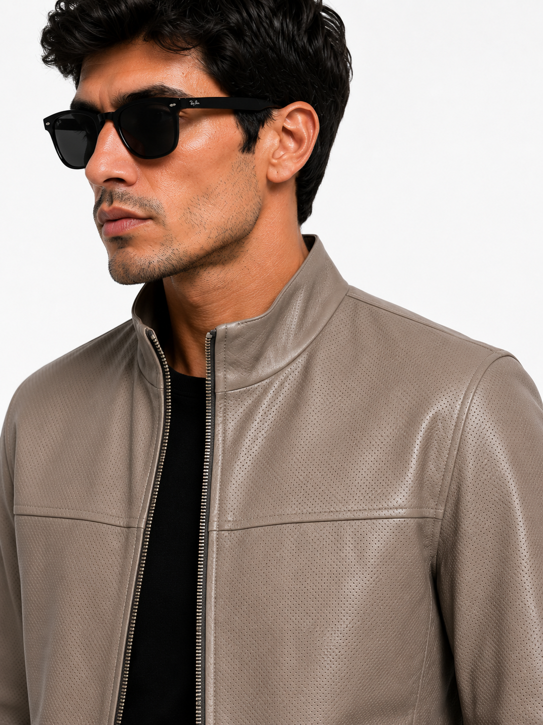 Reversible Dark Brown and Beige Suede Leather Jacker for Men