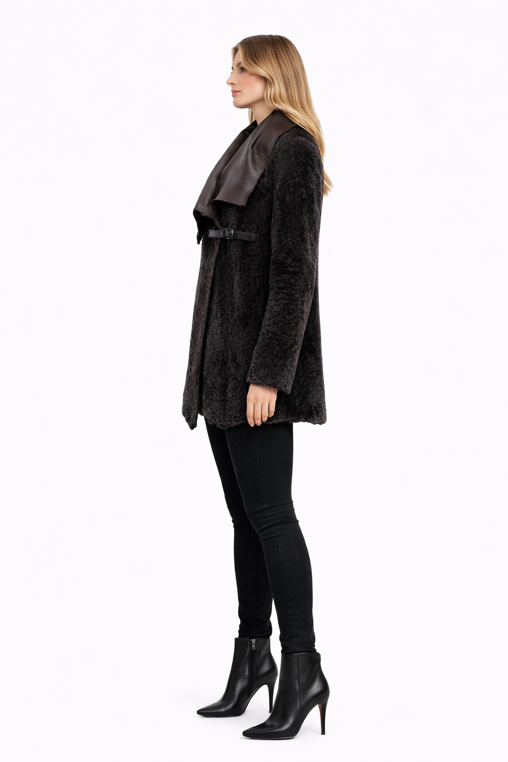 WOMEN'S MESSY CUT BROWN LEATHER AND SUEDE LEATHER JACKET
