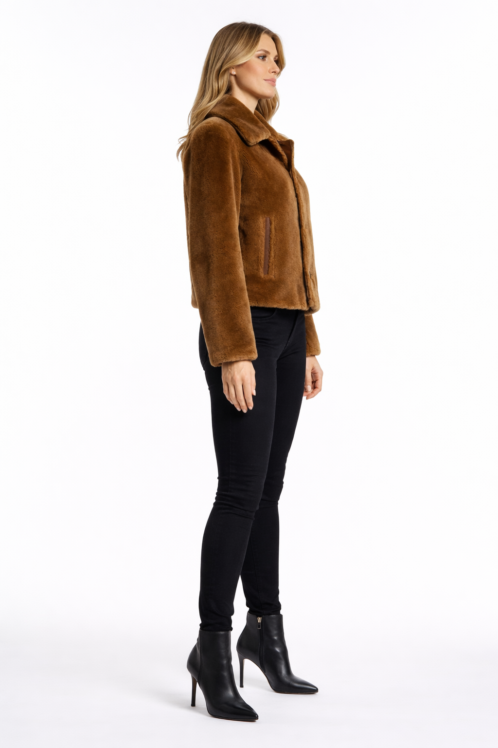 FUR JACKET BROWN FOR WOMENS
