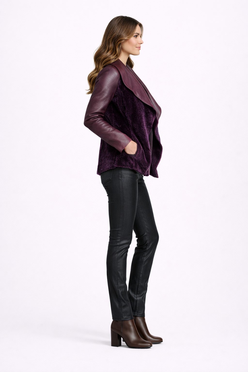 LOOSE FIT LEATHER AND SUEDE WOMEN'S LEATHER JACKET