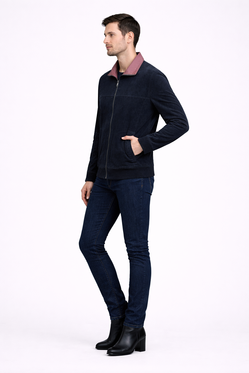 Reversble Lamb Suede and Leather Jacket for Men