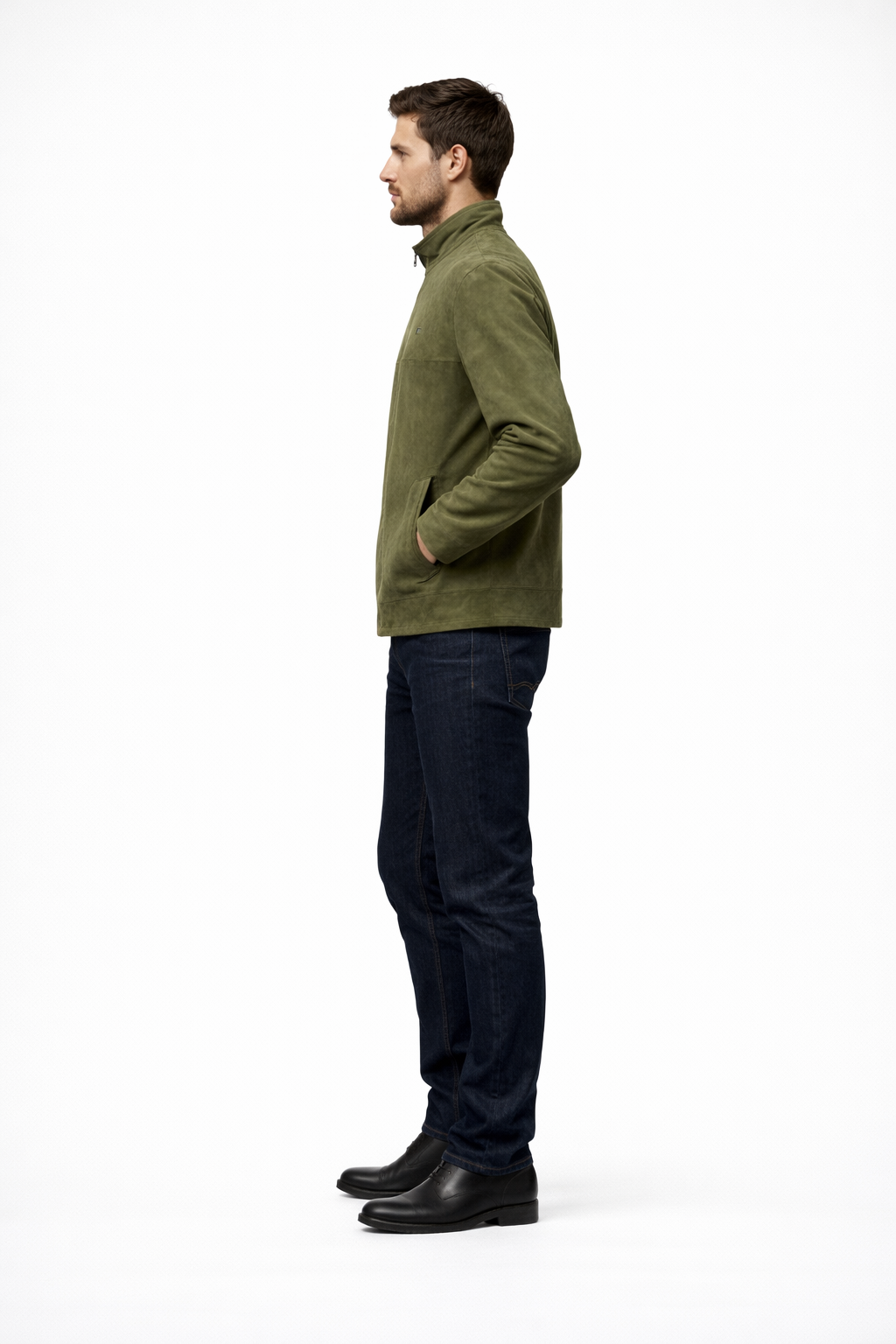 Reversble Lamb Leather Khaki Suede and Leather Jacket for Men