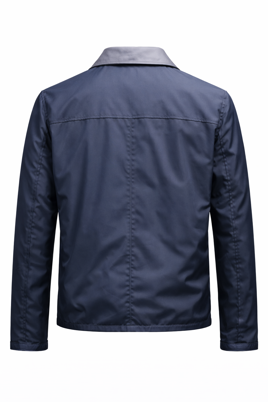 Reversble Lamb Leather and Windproof Fabric Black and Navy Blue Jacket for Men
