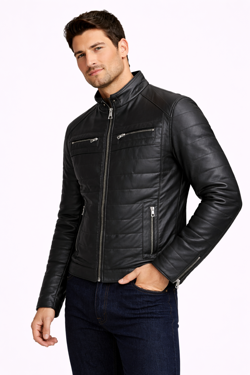 Lamb Leather Black Leather Jacket for Men