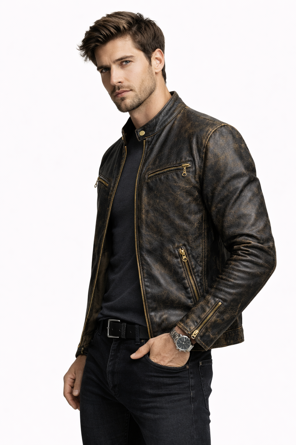 Vintage Antique Leather Jacket for Men