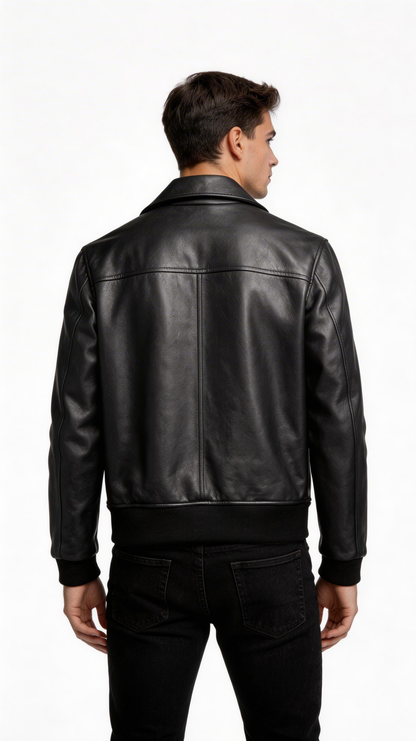 Lamb Leather Black Biker Jacket for Men