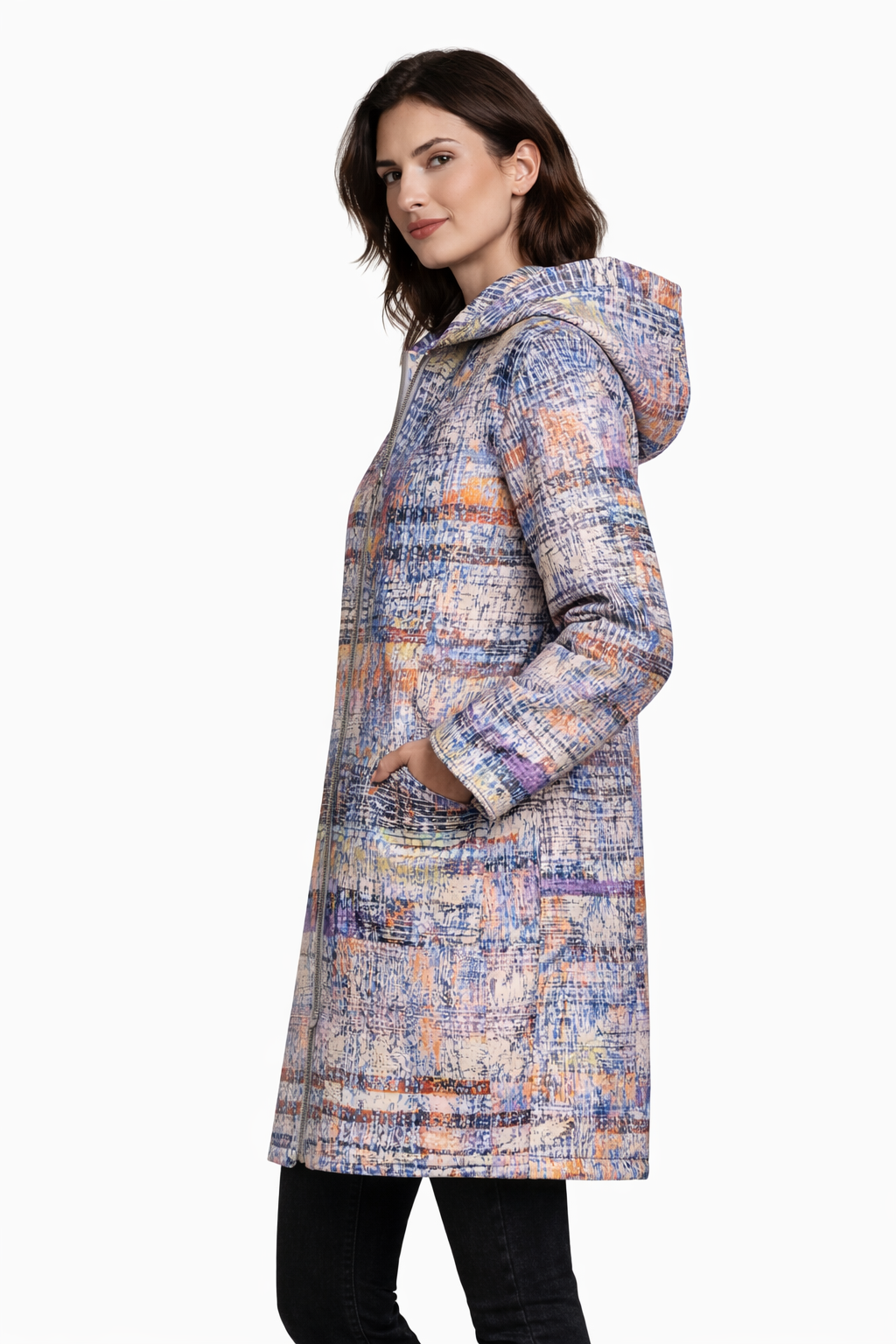 Lamb Leather Digital Printed Colorful Leather Jacket for Women