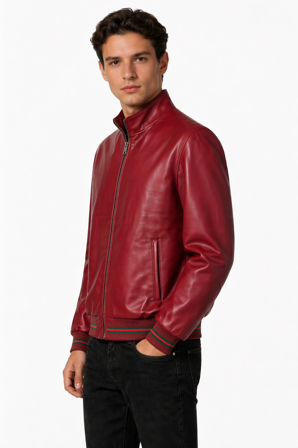 Lamb Leather Red Leather Jacker for Men