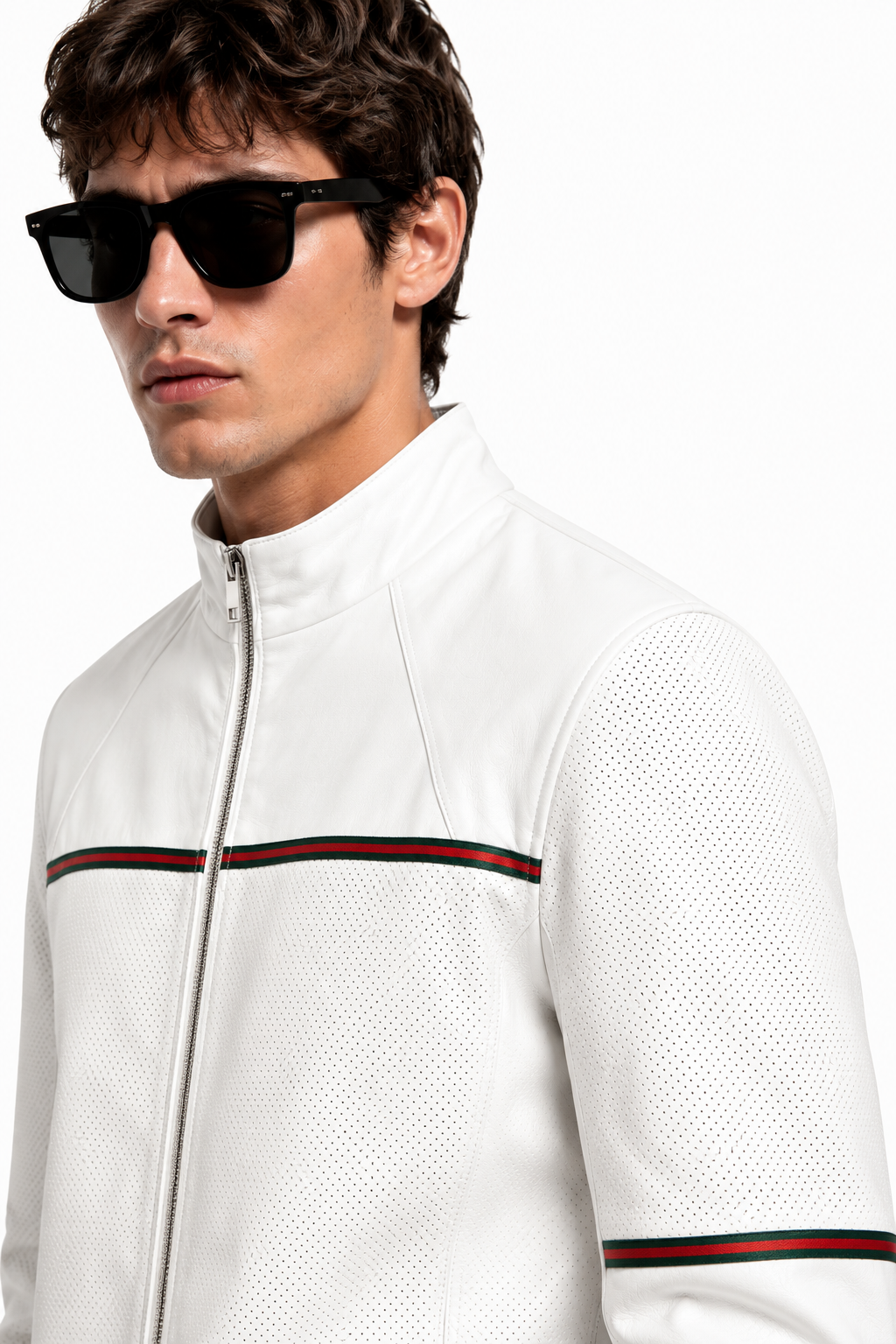 Reversible White Leather Jacket for Men