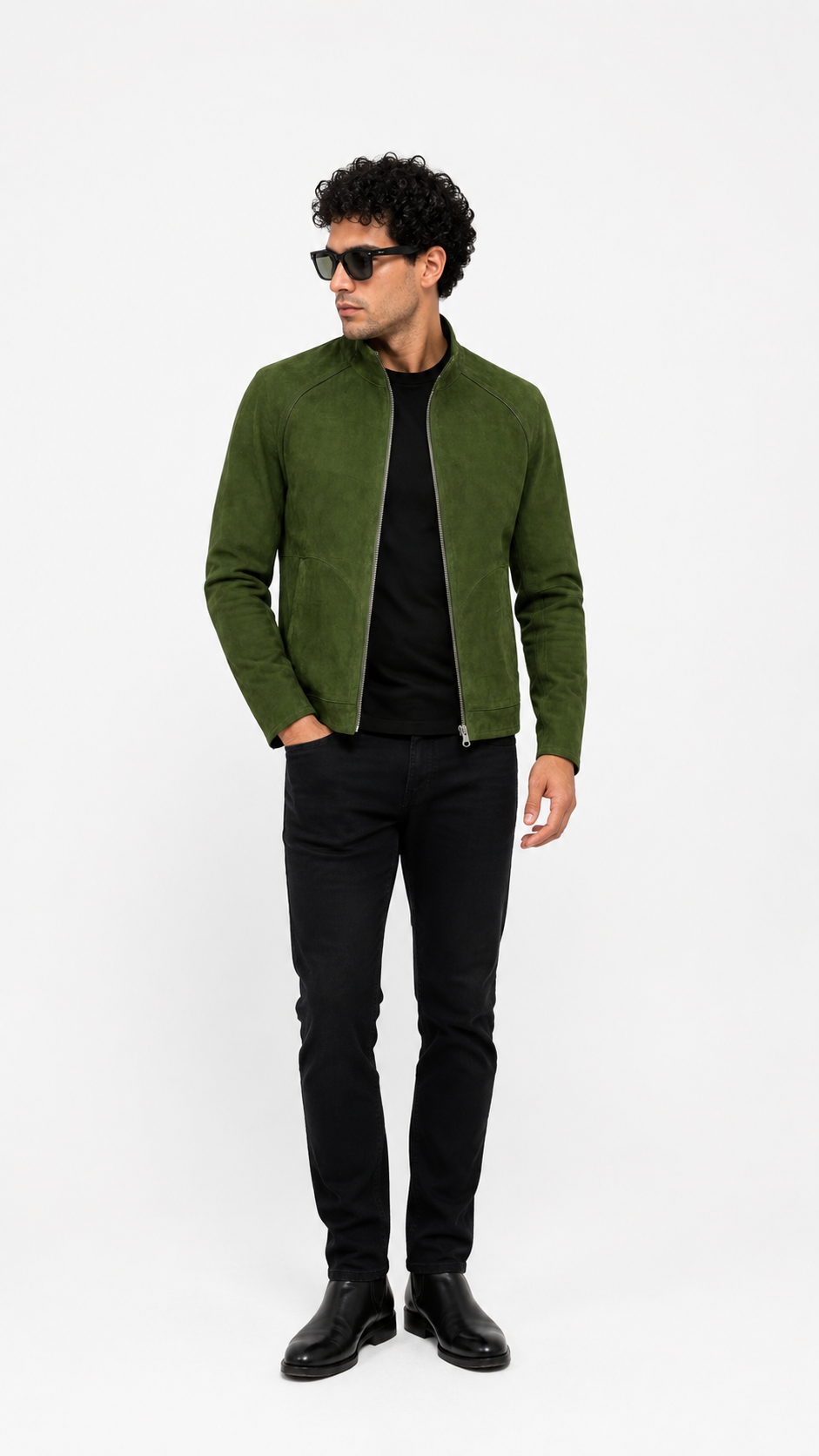 Reversible Black & Khaki Suede and Leather Jacket for Men
