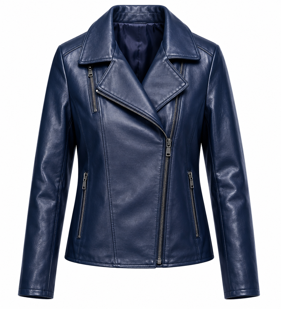 Navy Blue Leather Jacket for Men