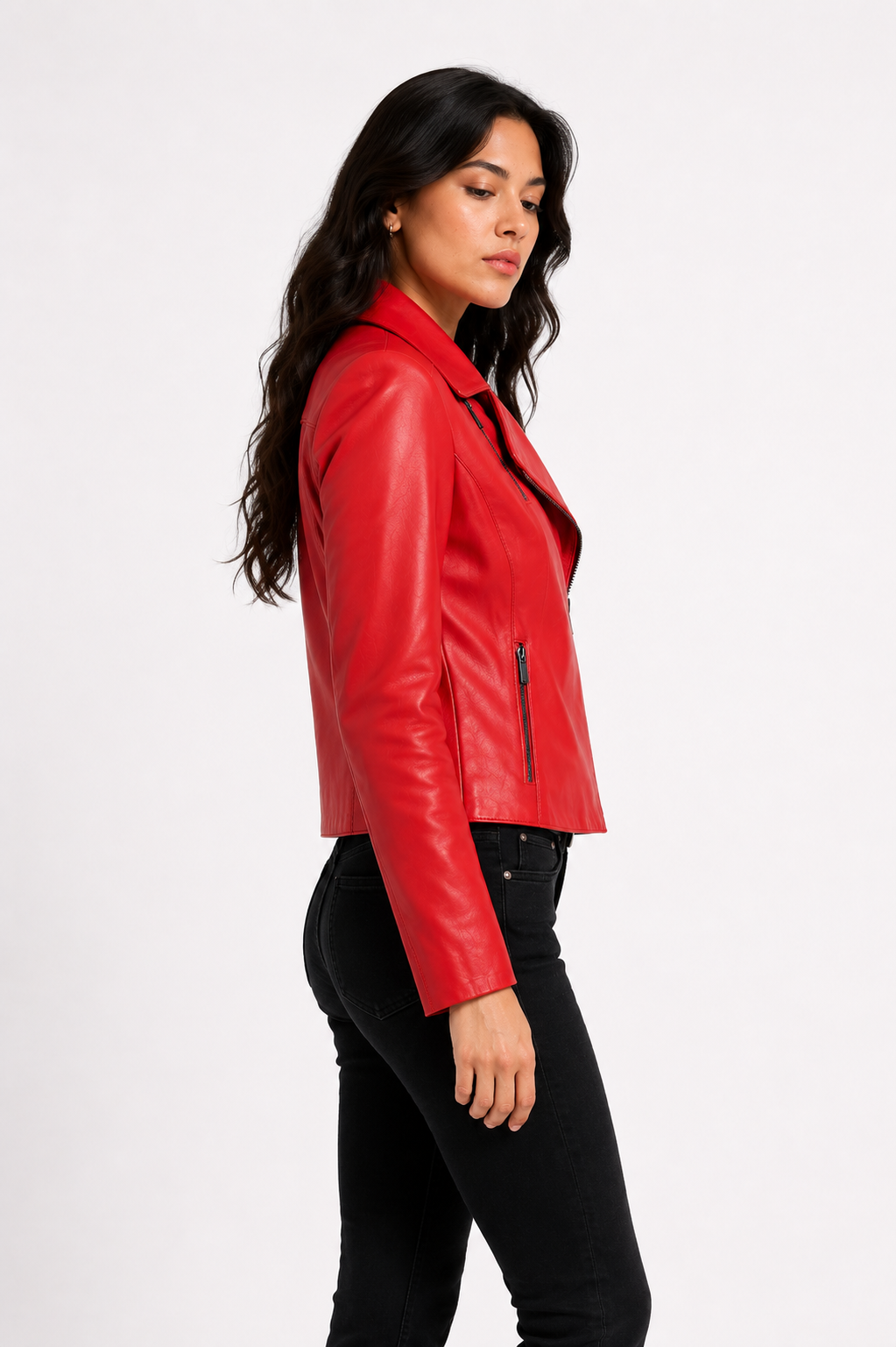 Lamb Leather Red Jacket for Women