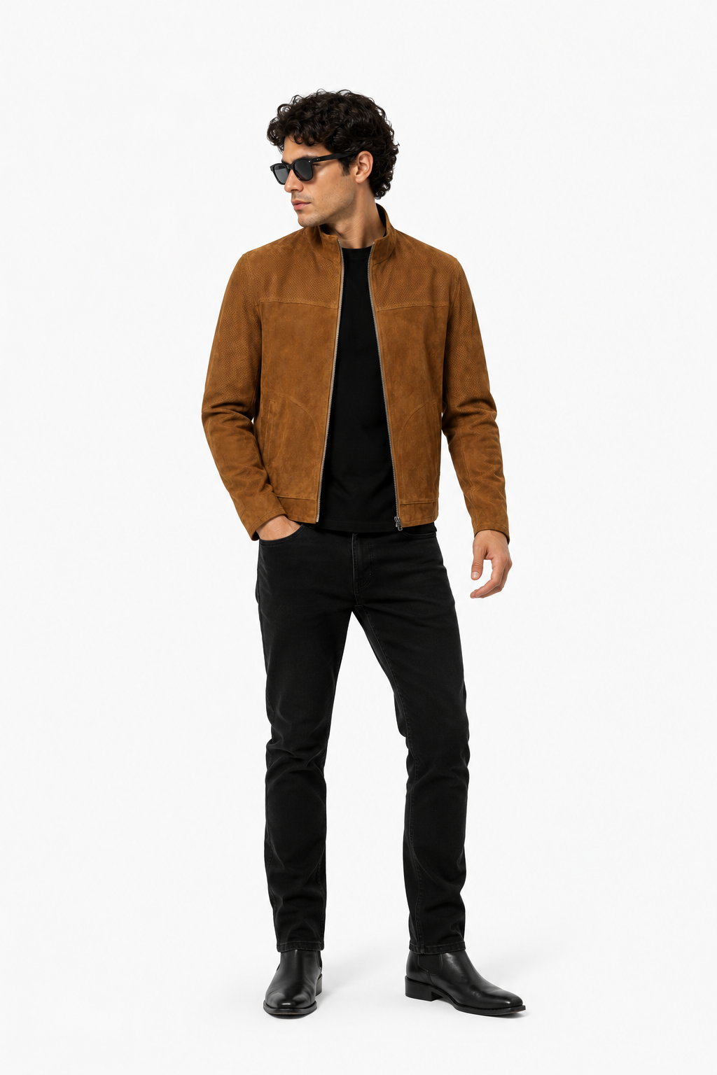 Reversible Brown and Black Suede Leather Jacket for Men