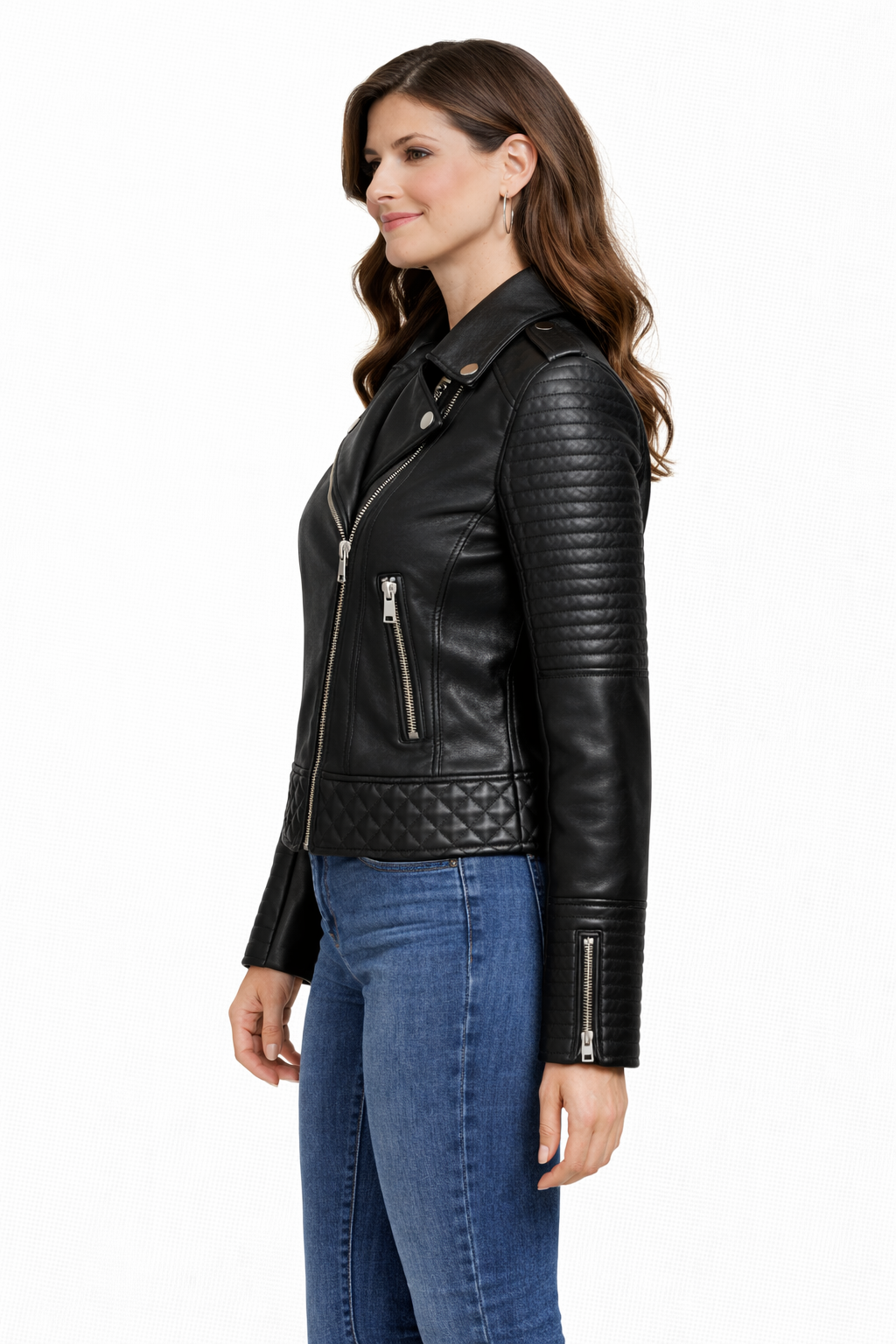 Women Black Lambskin Jacket with Accessories
