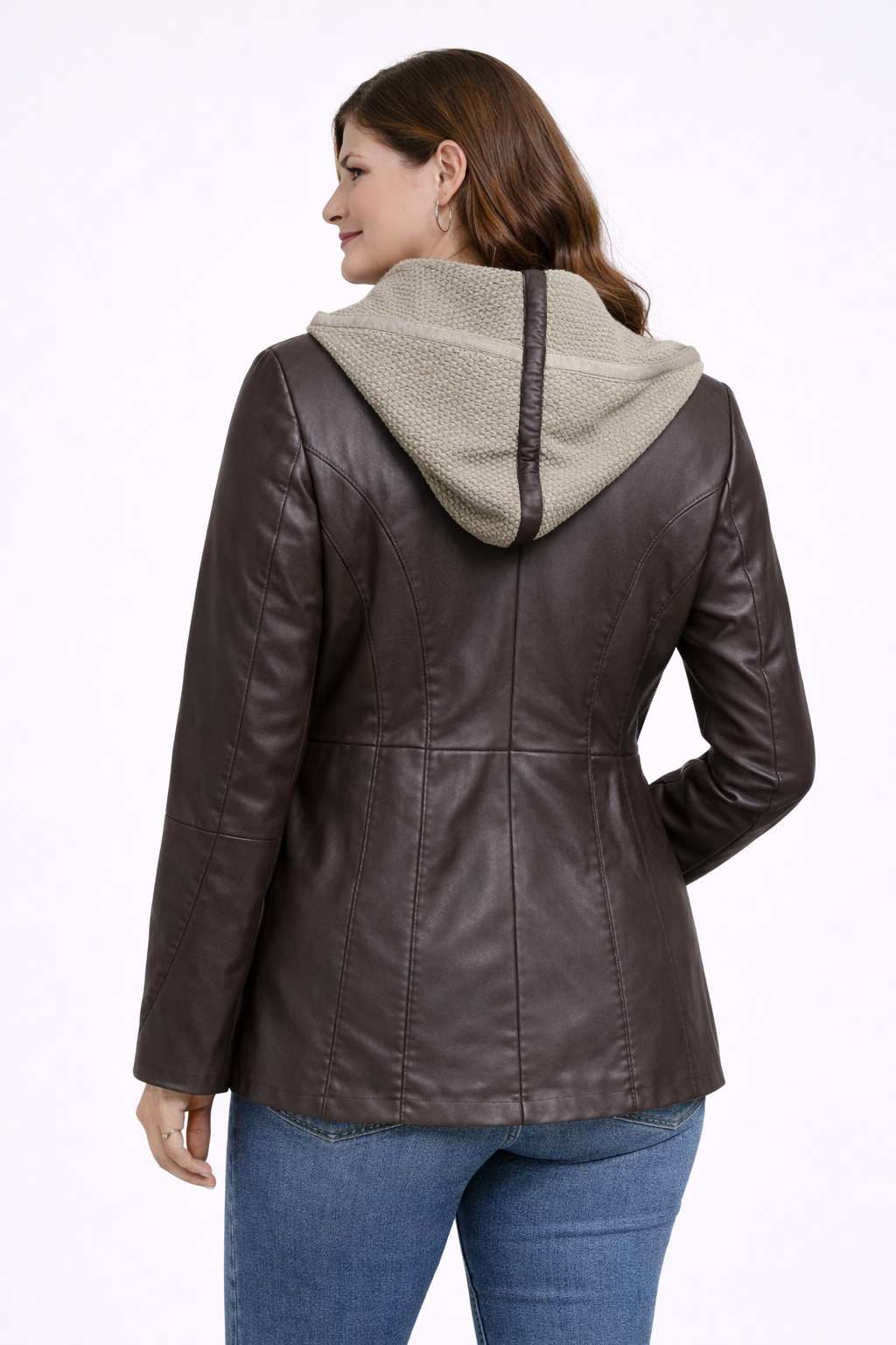 Dark Brown Zipper Women Leather Jacket