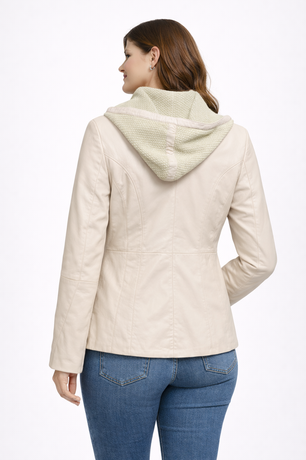 White Zipper Women Leather Jacket