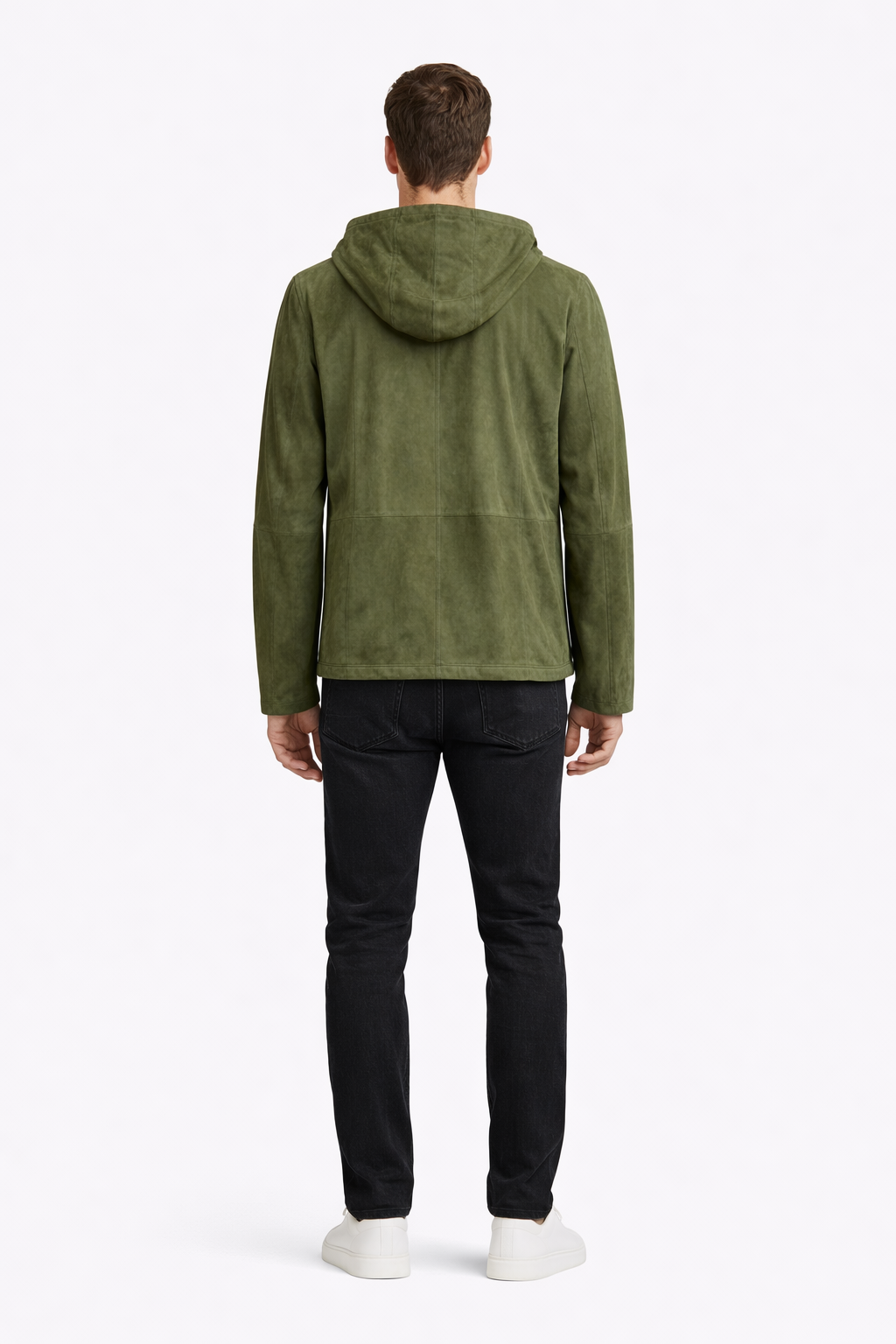 Reverseble Leather and Suede Hooded Jacket for Men