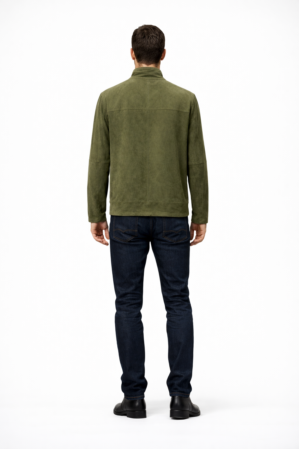 Reversble Lamb Leather Khaki Suede and Leather Jacket for Men