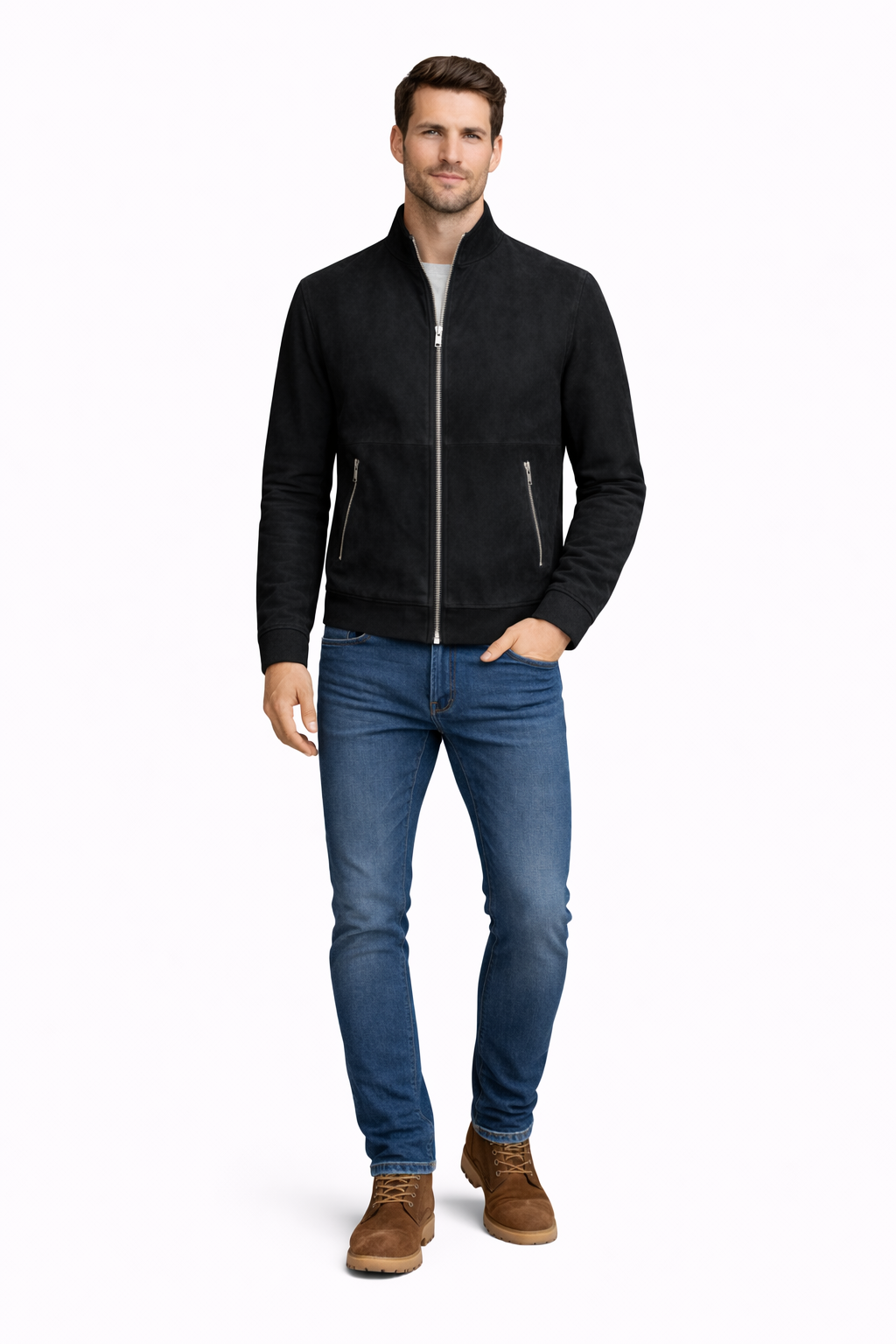 Reversible Lamb Leather and Suede Black Jacket for Men