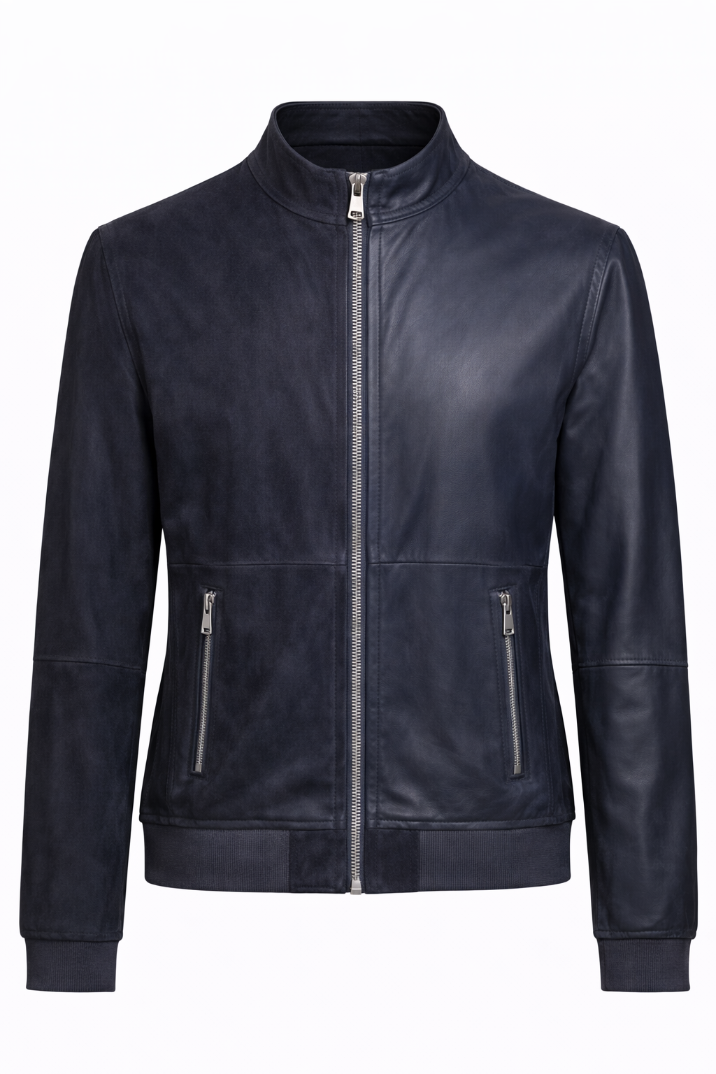 Reversible Lamb Leather and Suede Dark Navy Jacket for Men