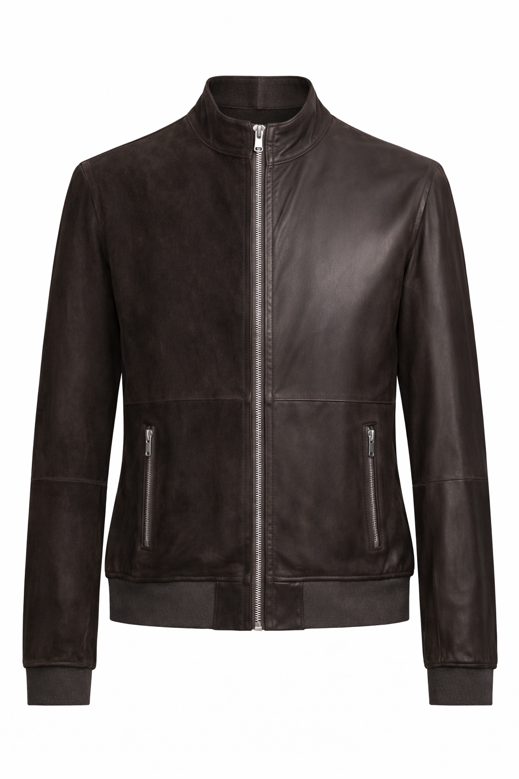 Reversible Lamb Leather and Suede Dark Brown Leather Jacket for Men