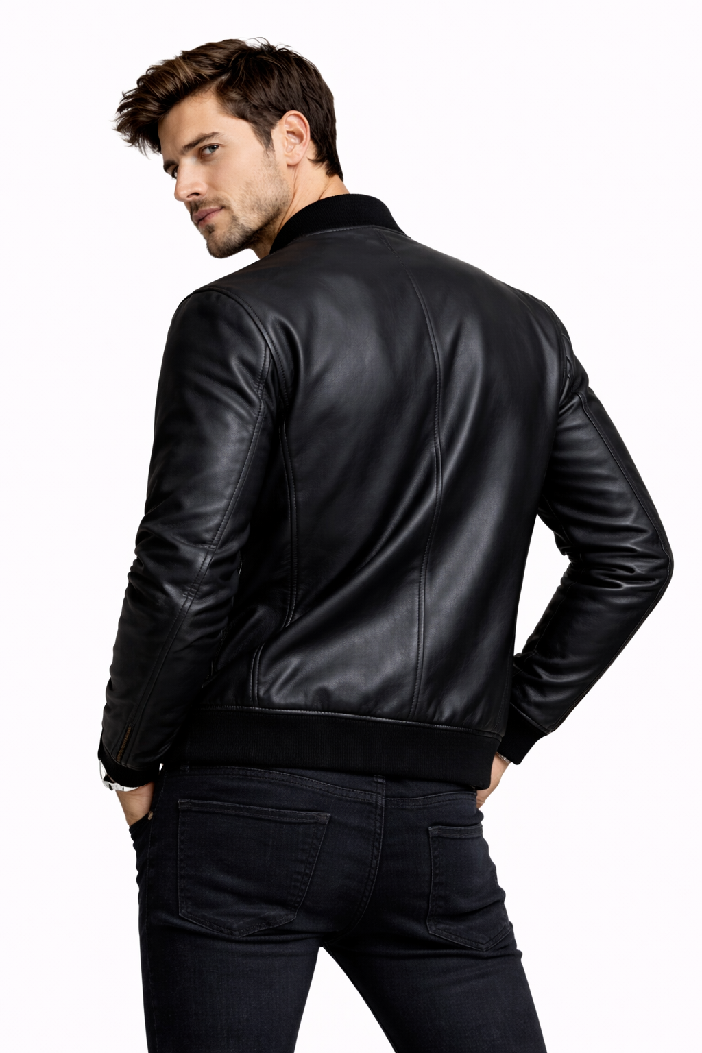 Lamb Leather Black Leather Jacket for Men