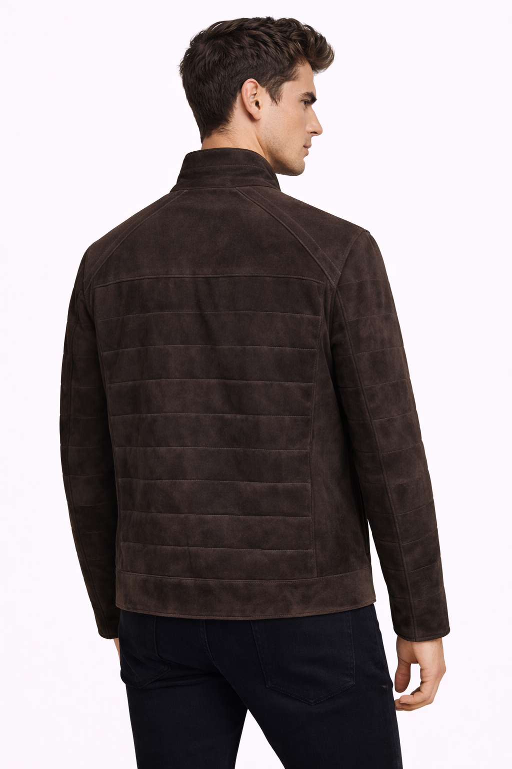 Lamb Leather Dark Brown Suede Jacket for Men