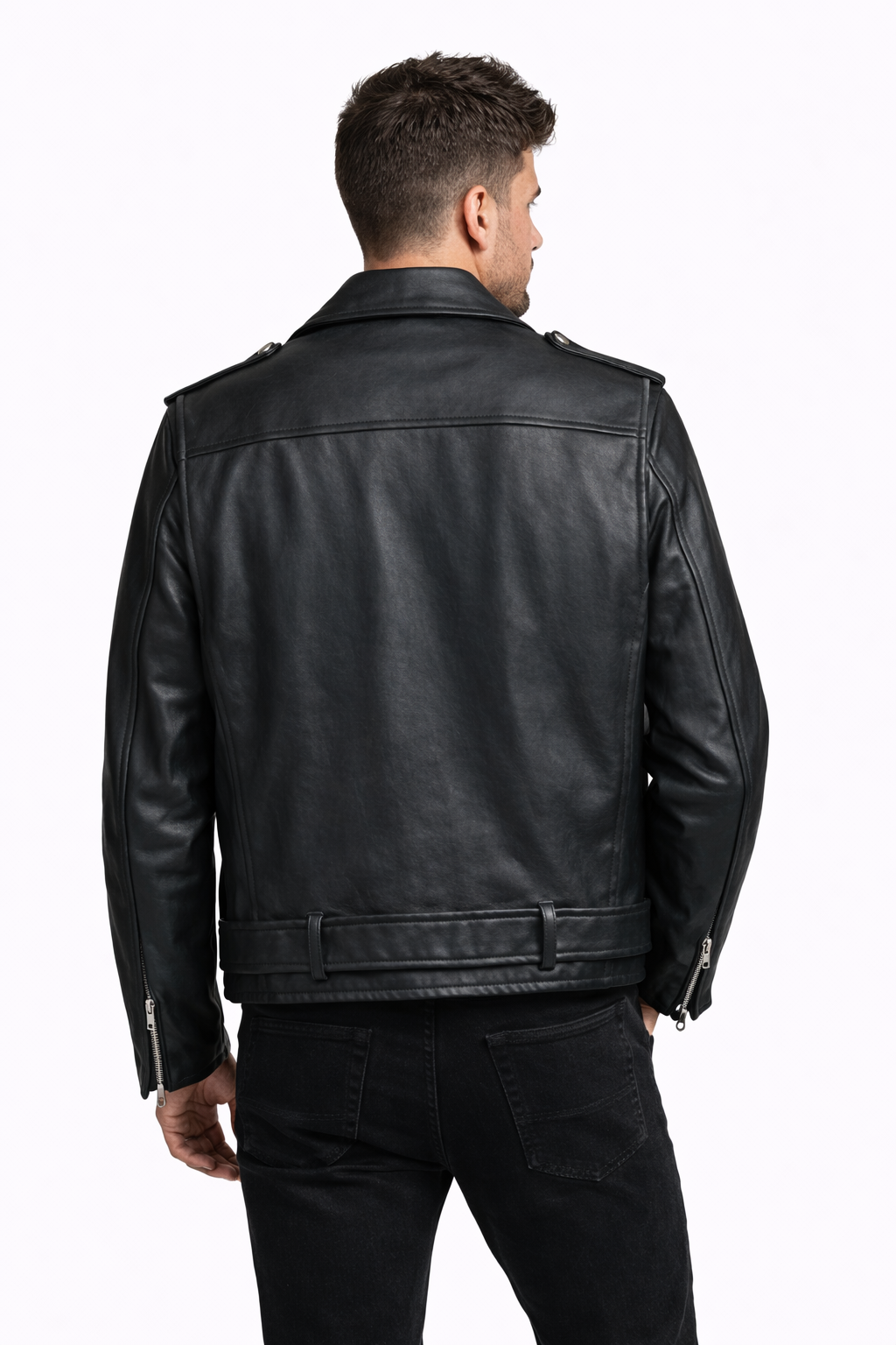 Lamb Leather Biker Black Leather Jacket for Men