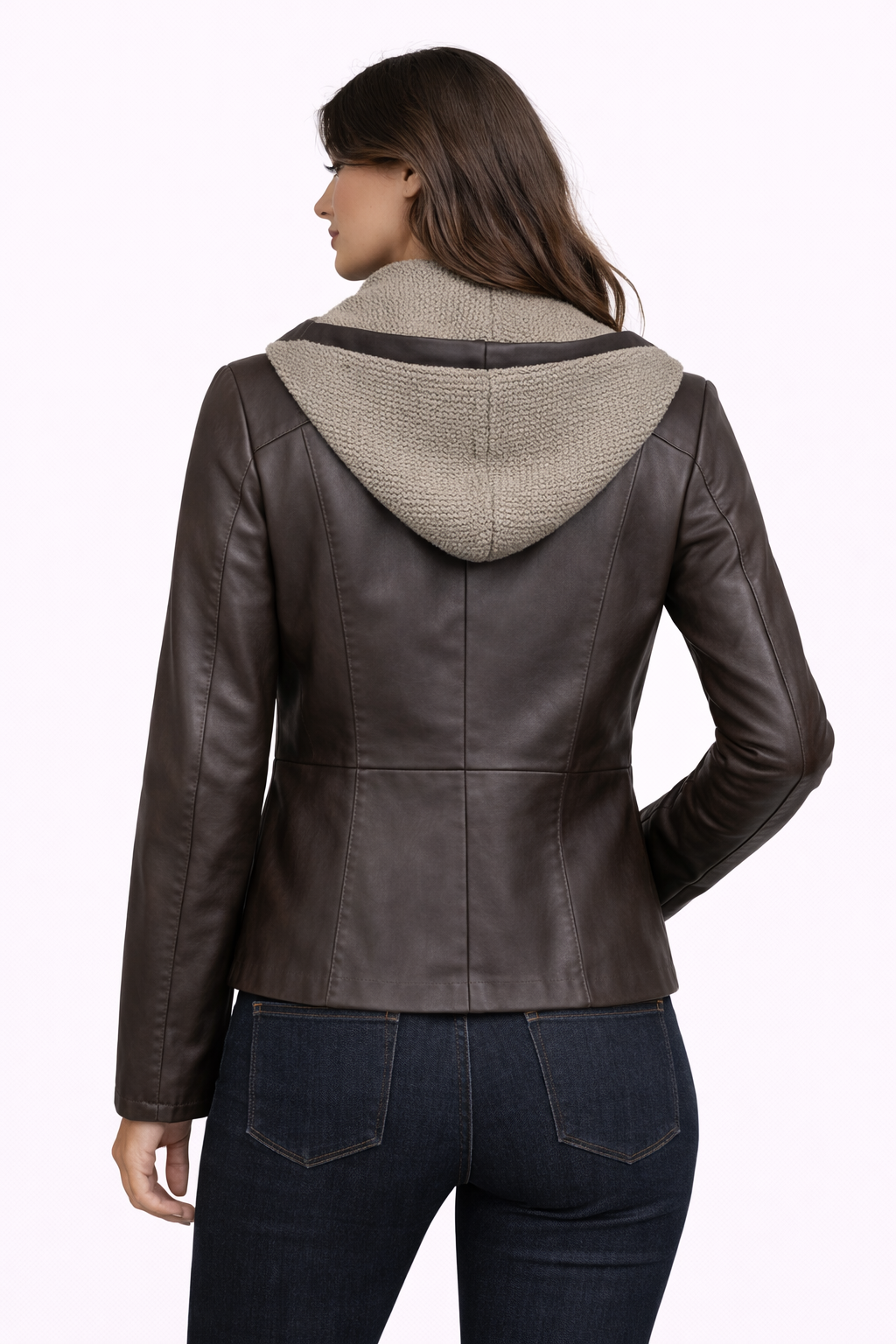 Lamb Leather Dark Brown Leather Jacket for Women