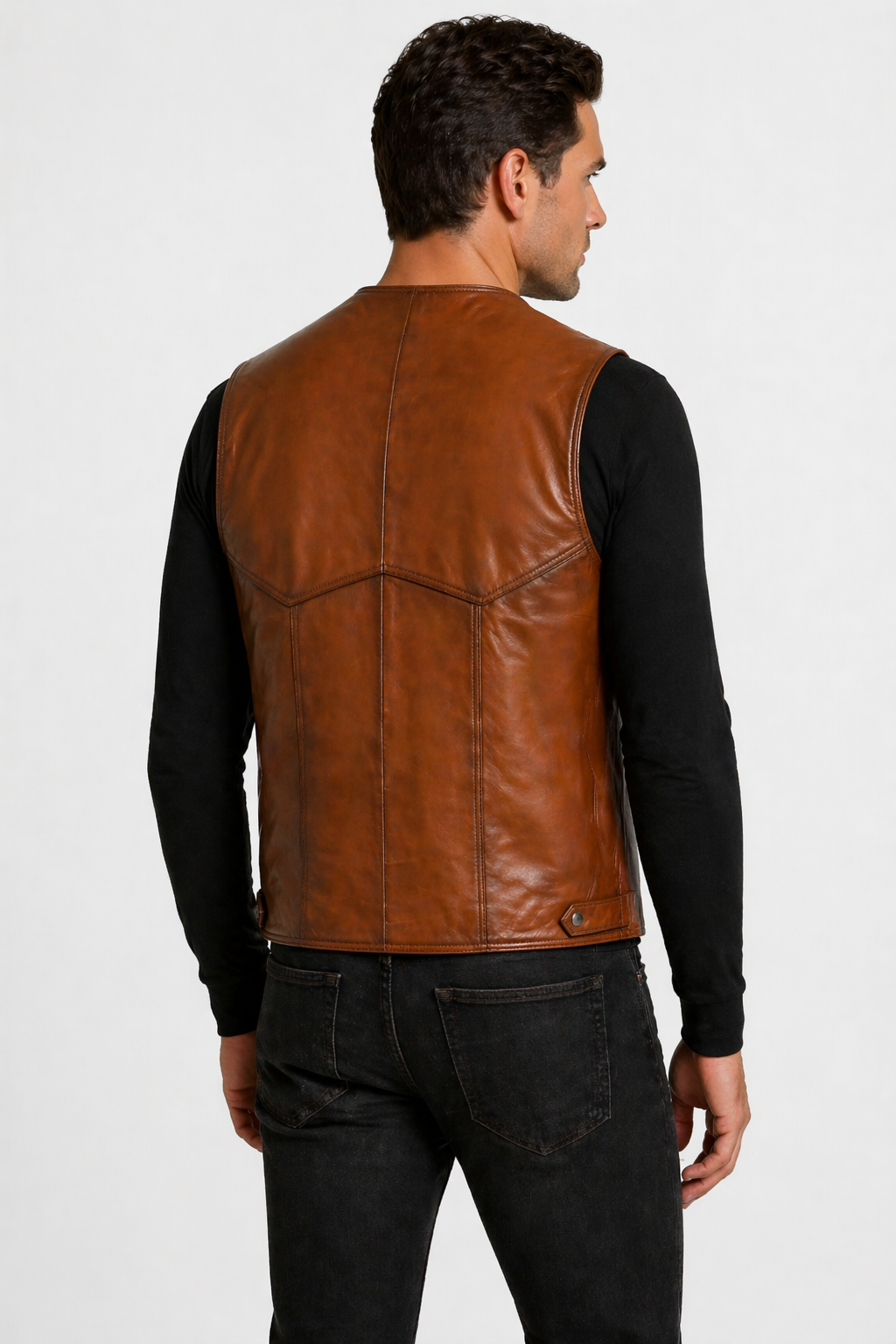 Lamb Leather Brown Waistcoat for Men