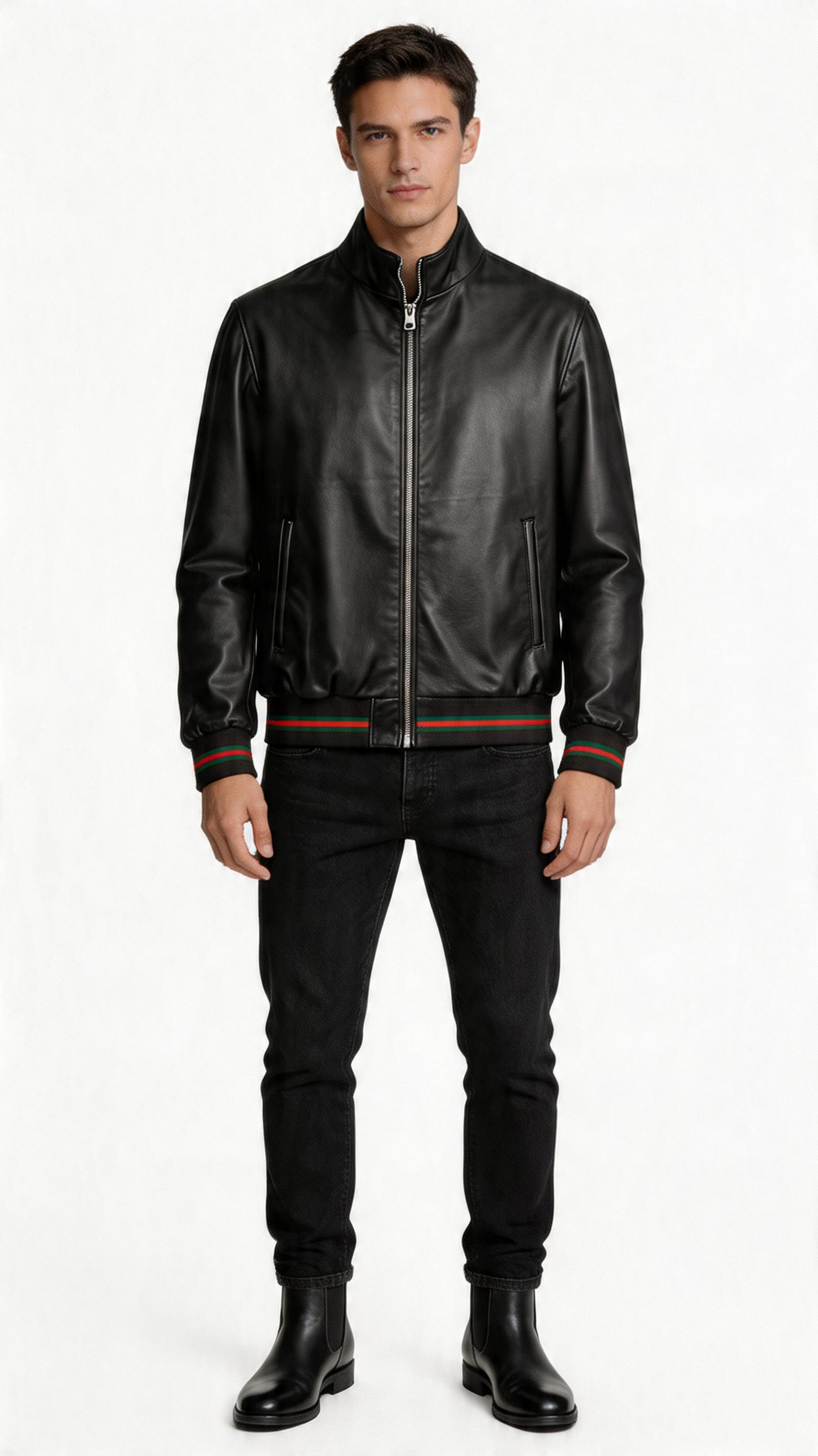 Black Lamb Leather Jacket for Men
