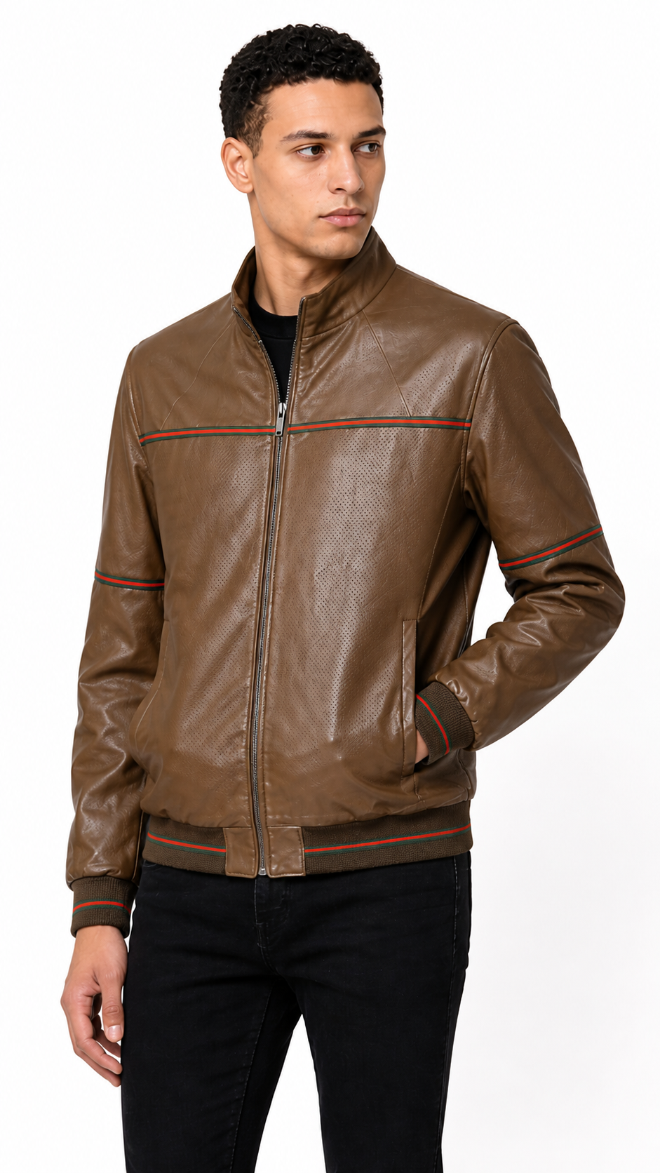 Reversible Lamb Leather Brown Leather Jacker for Men