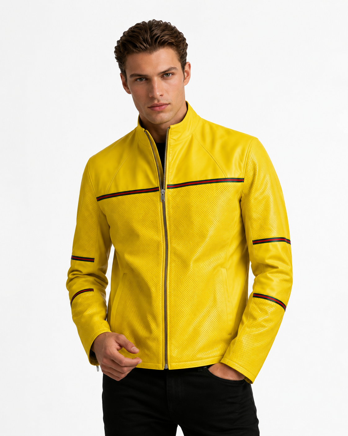 Reversible Yellow Leather Jacker for Men