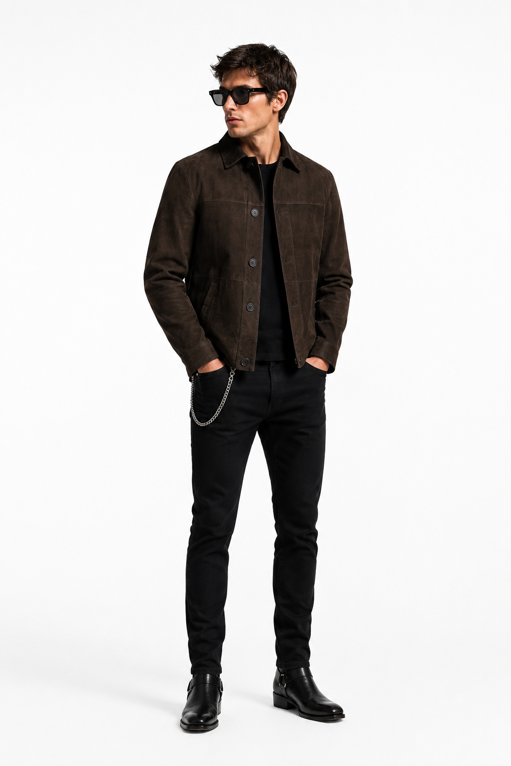 Reversible Brown Suede and Leather Jacker for Men